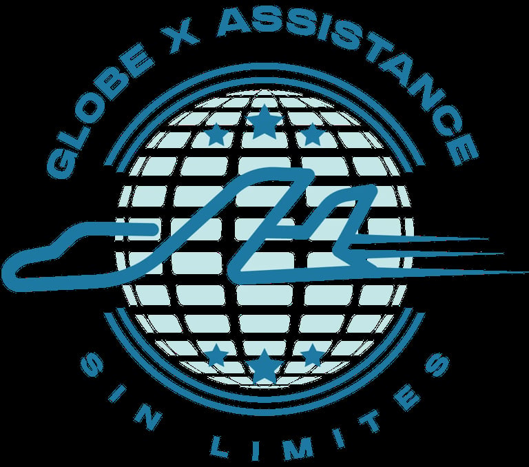 Globe Xassistance Limited logo featuring a blue globe with grid lines and stylized swoosh design